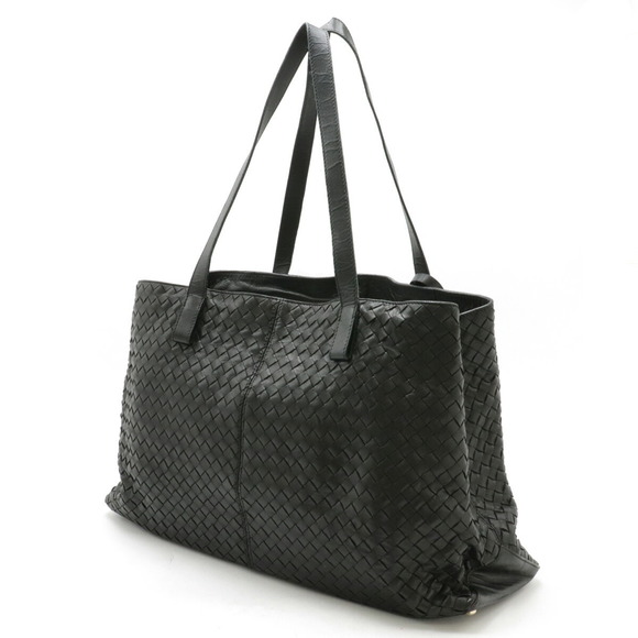 Bottega Veneta Handbags - Bottega Veneta Intrecciato Black Leather Tote